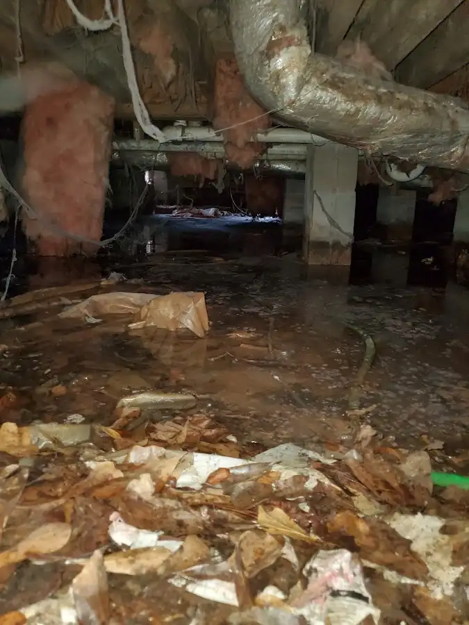 Crawl space flood assessment for Commercial Water Damage Restoration in Old Tappan